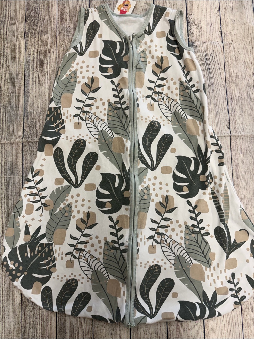 Sleep sack yoofoss Leaf Print Baby Sleep Sack - Neutral Green & Tan